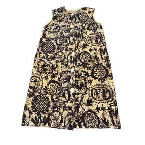 Vintage Sleeveless Small Dress  Exclusive Brookhaven Print 50's 60's Button Down